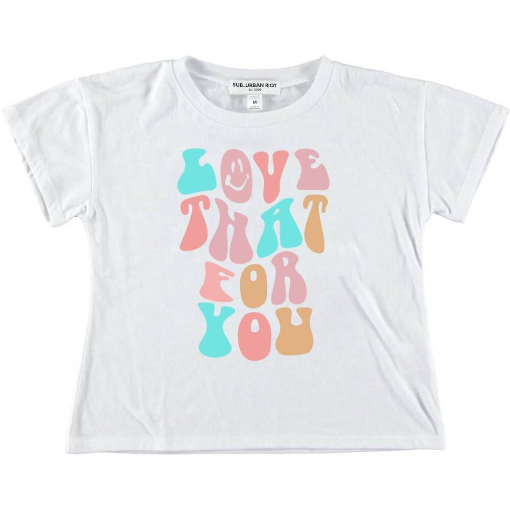 NEW SUBURBAN RIOT girl's love that for you boxy tee in white